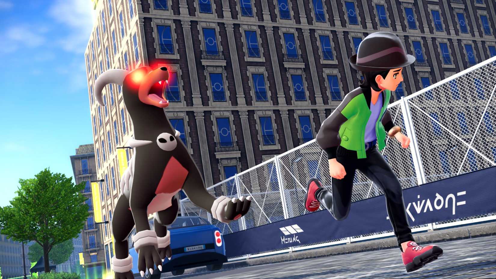 Pokemon Legends ZA Alpha Houndoom chasing the player.