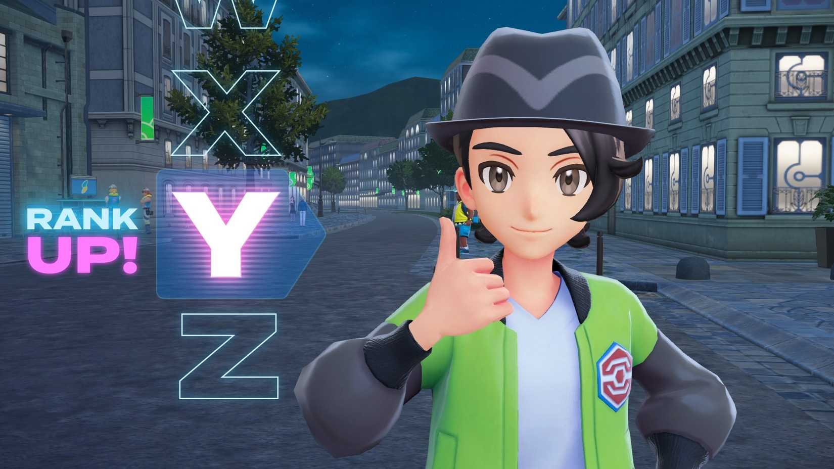 Pokemon Legends ZA Rank Up screen showing a player going from rank Z to Y.
