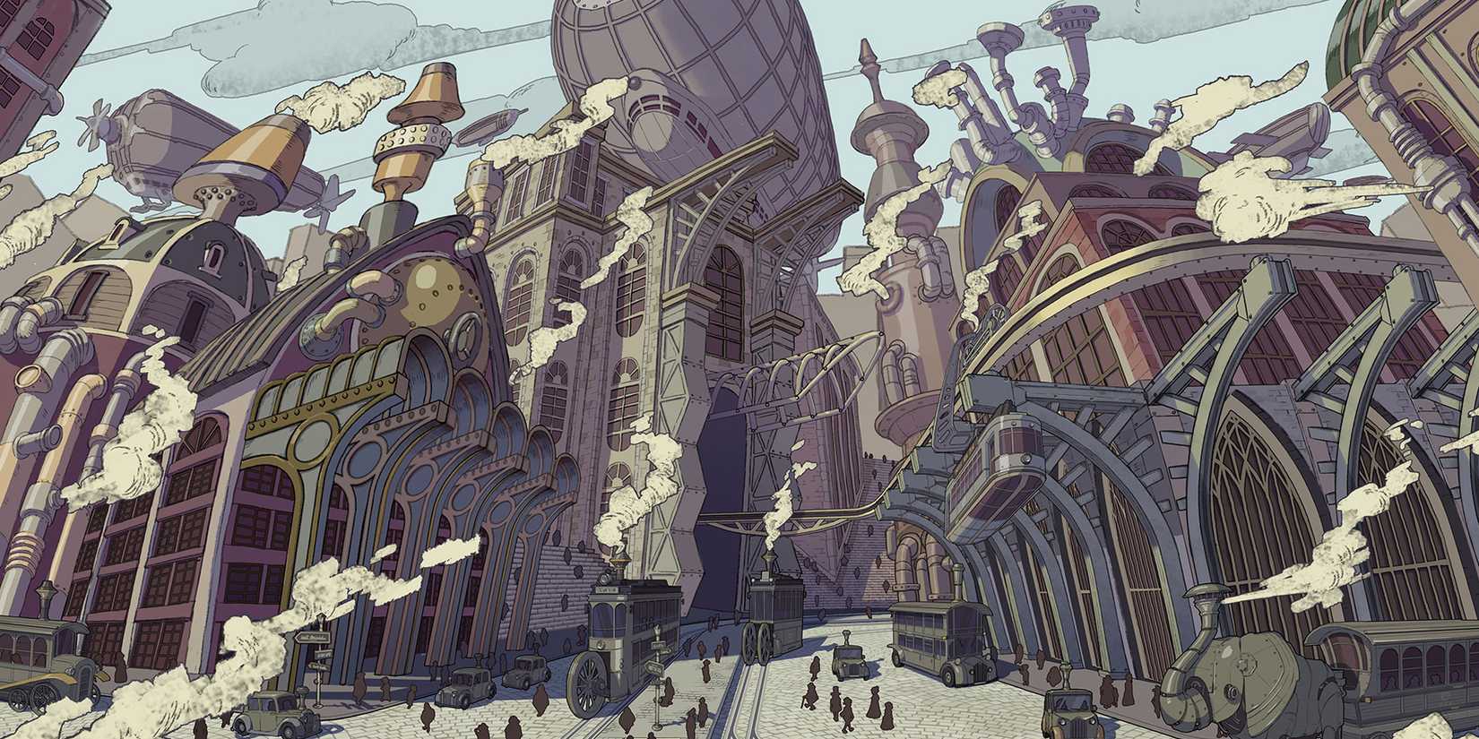 Professor Layton and the New World of Steam City art