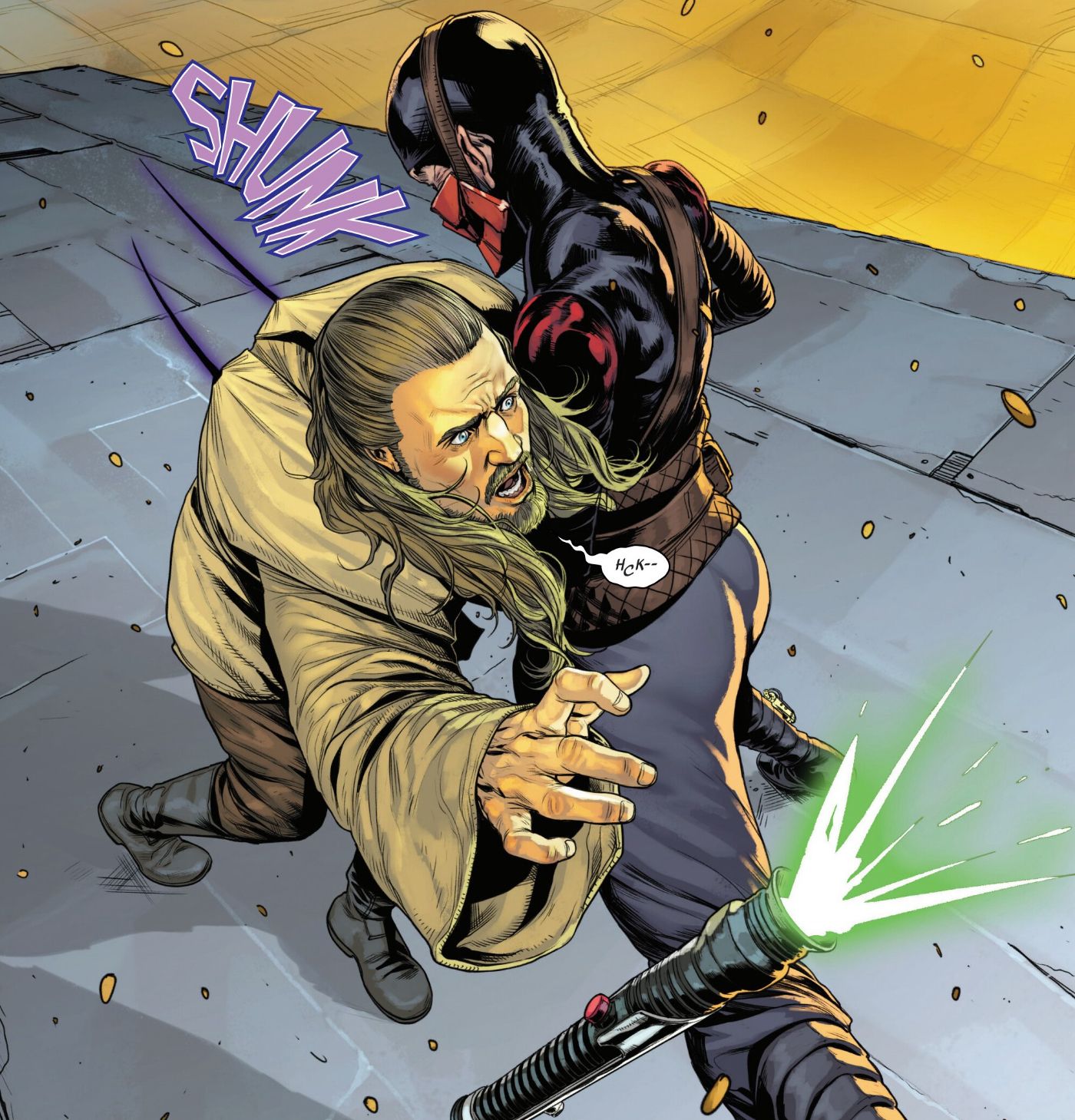 Qui-Gon Jinn ferito con lame velenose in Jedi Knights