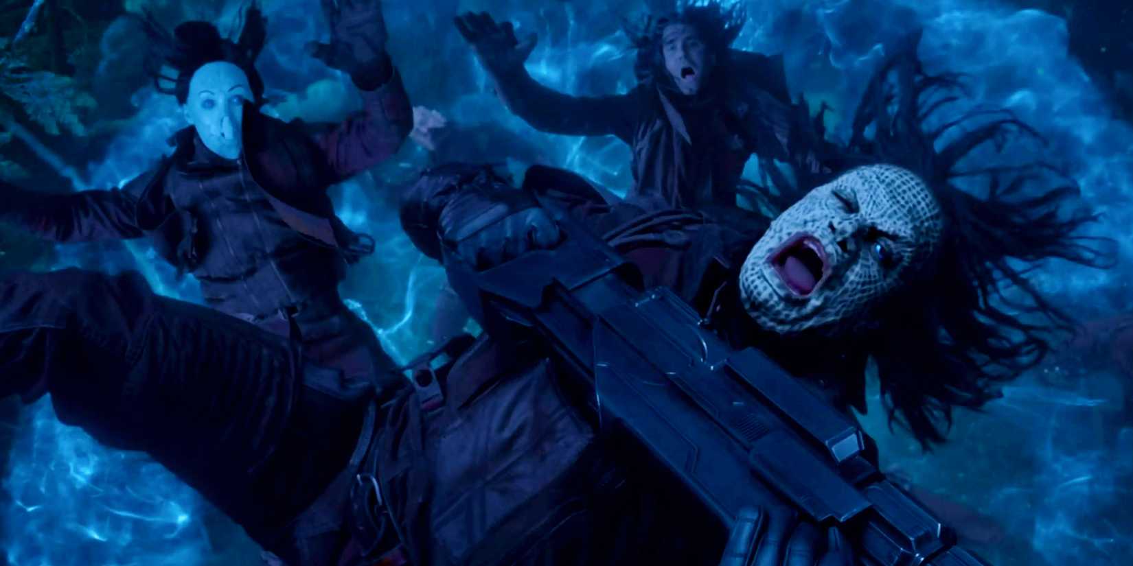 Ravagers being thrown into the air by Rocket Racoon's gravity mines in Guardians of the Galaxy Vol 2