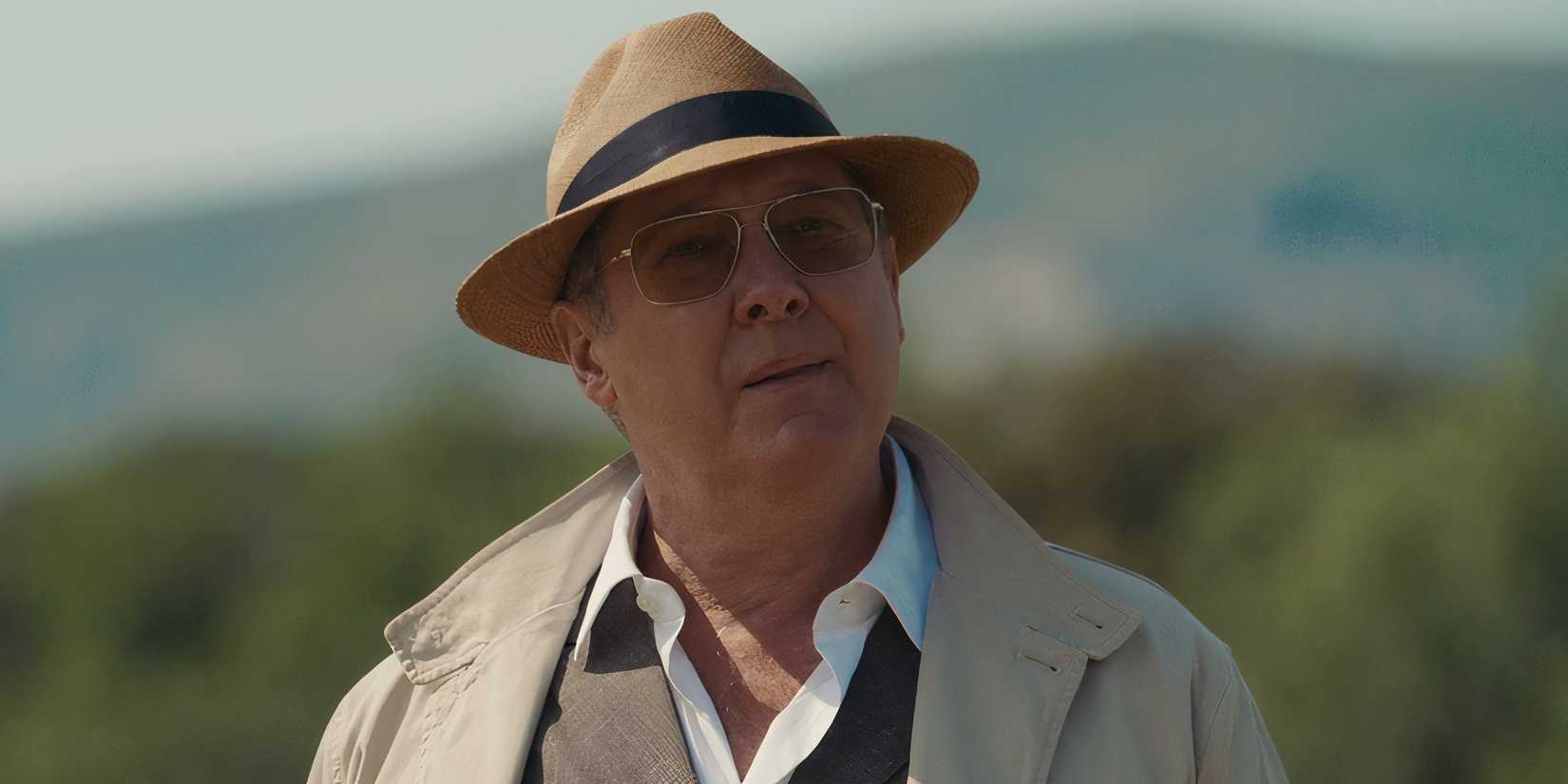 red looking contemplative in the final episode of the blacklist