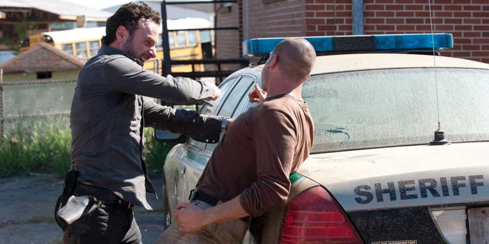 Rick takes a swing at Shane in The Walking Dead