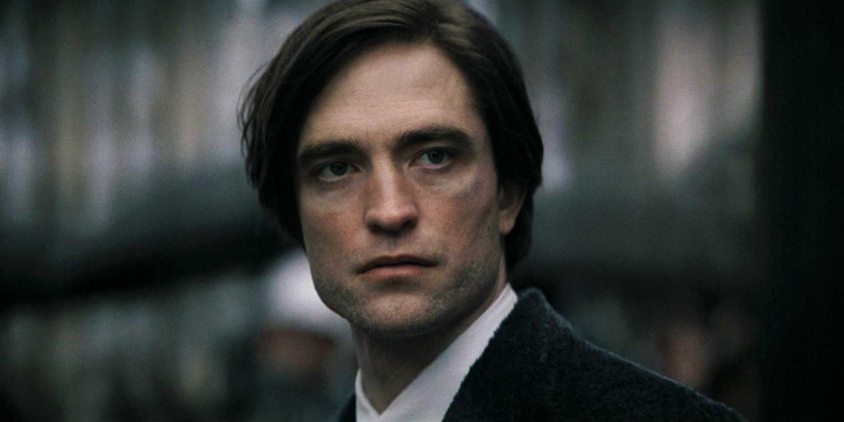 Robert Pattinson's Bruce Wayne looking alert in The Batman