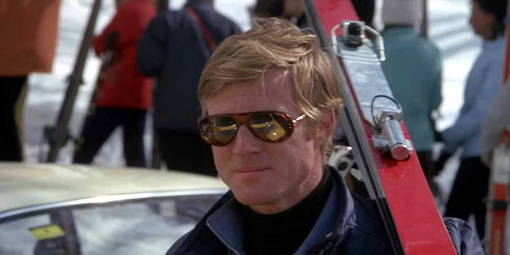 Robert Redford as Chappellet with his skis in Downhill Racer