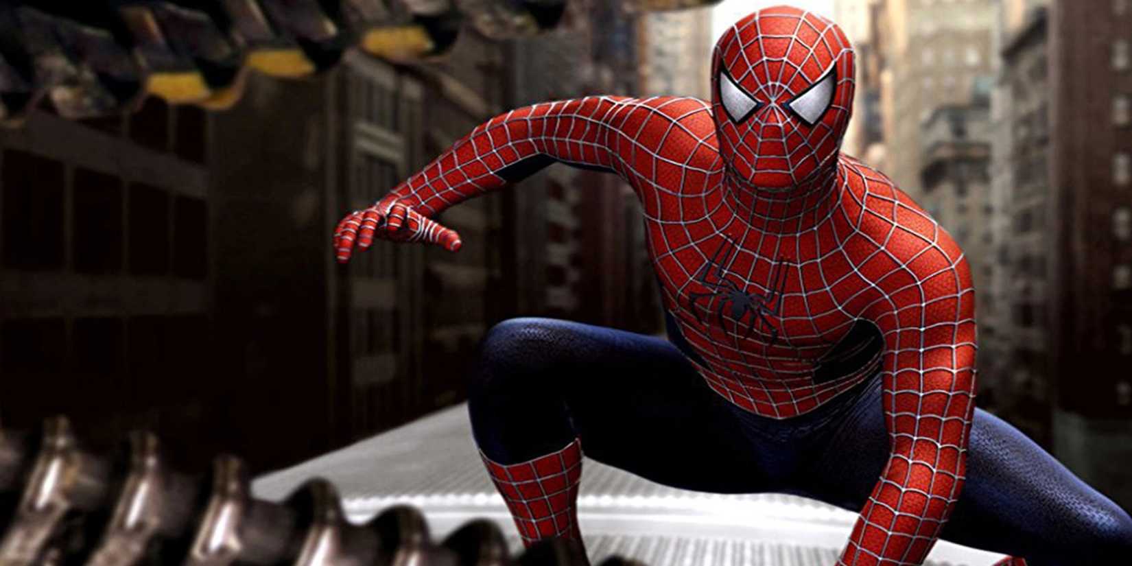 Sam Raimi's Spider-Man on top of the train in Spider-Man 2