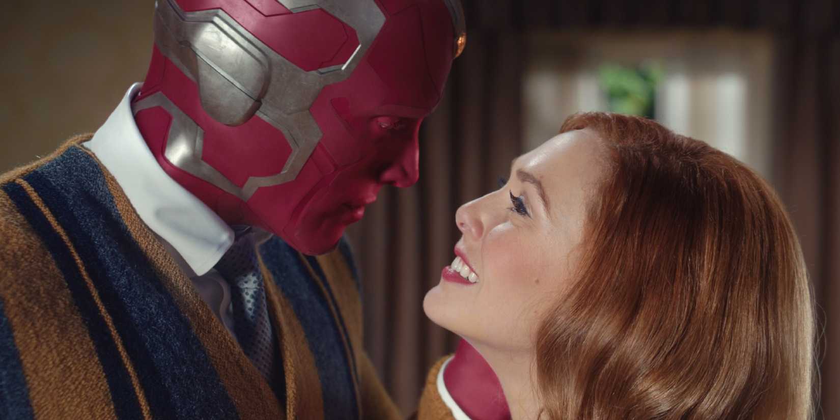 scarlet witch and the vision being in love in the mcu