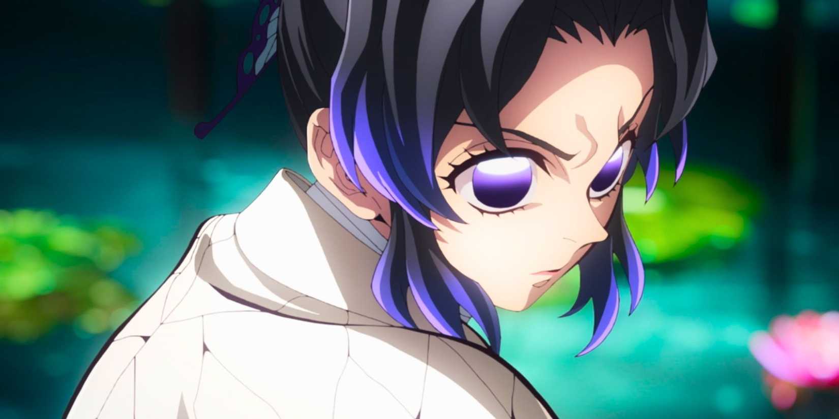 Shinobu Kocho preparing to fight Doma in Demon Slayer Infinity Castle Movie