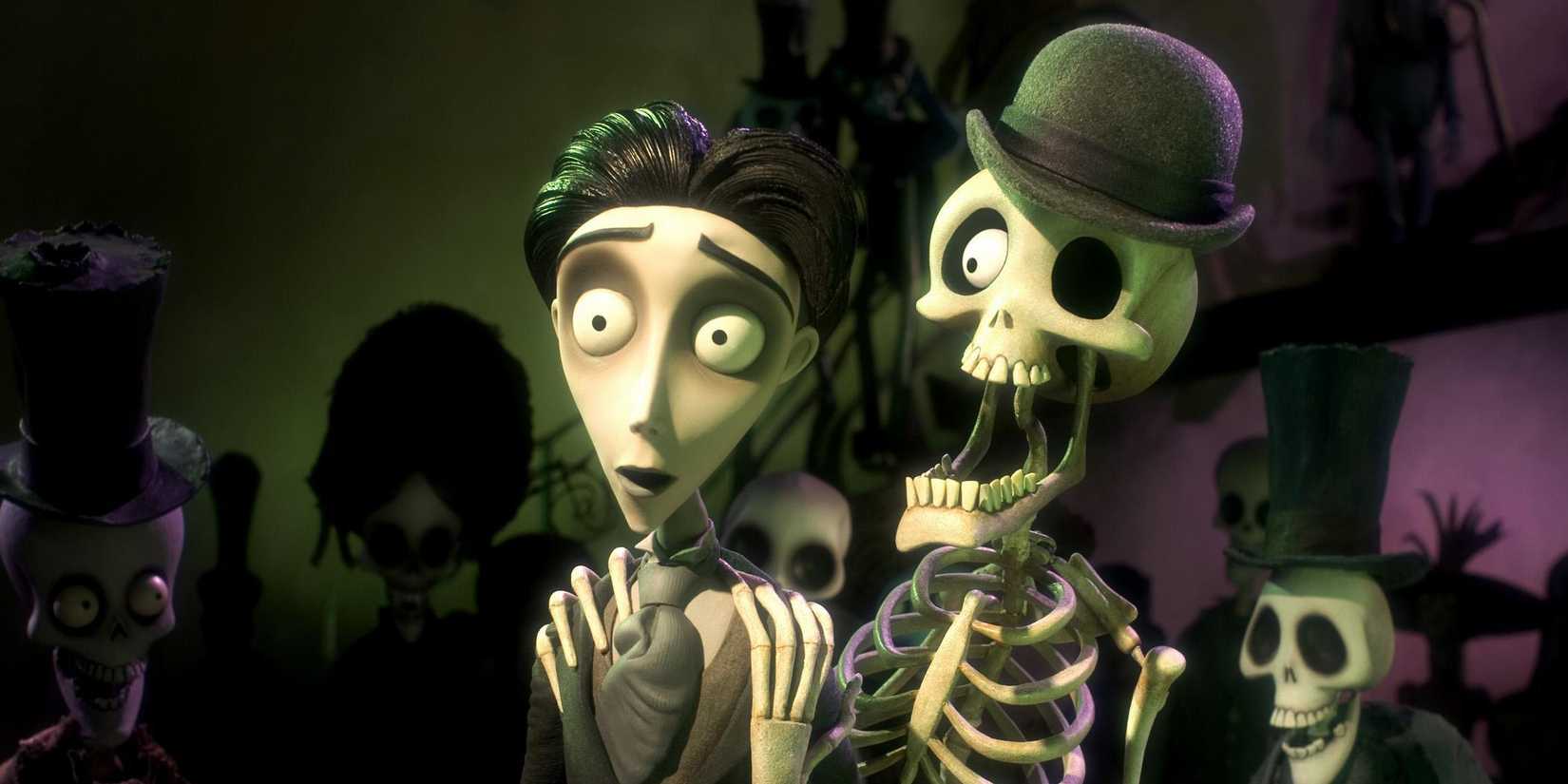 Shocked Victor with a skeleton in Corpse Bride