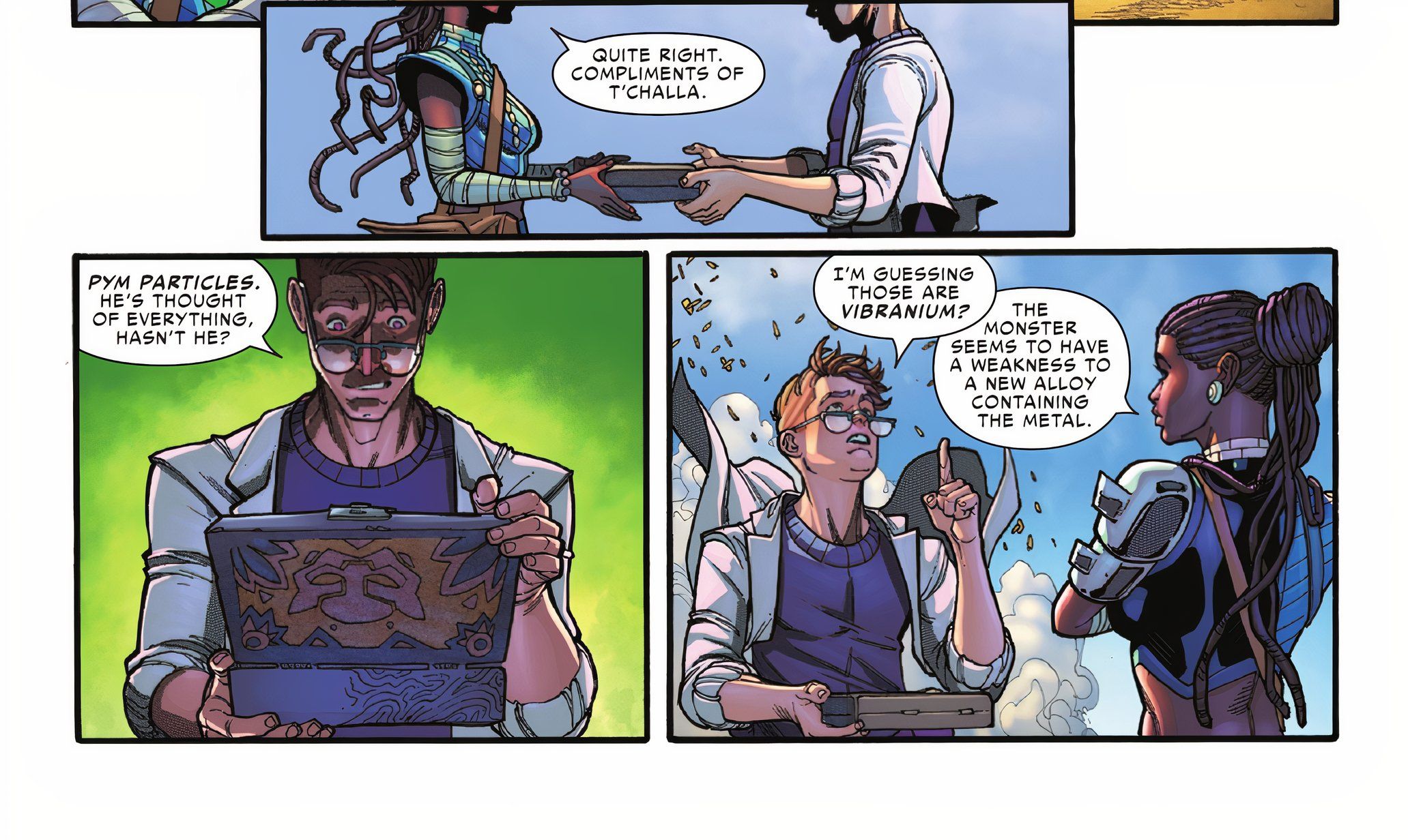 Shuri consegna Pym Particles a Bruce Banner