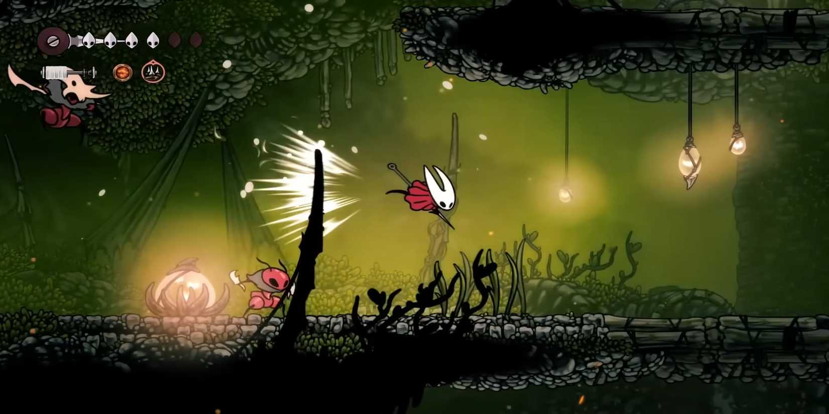 Silksong dashing away from ants