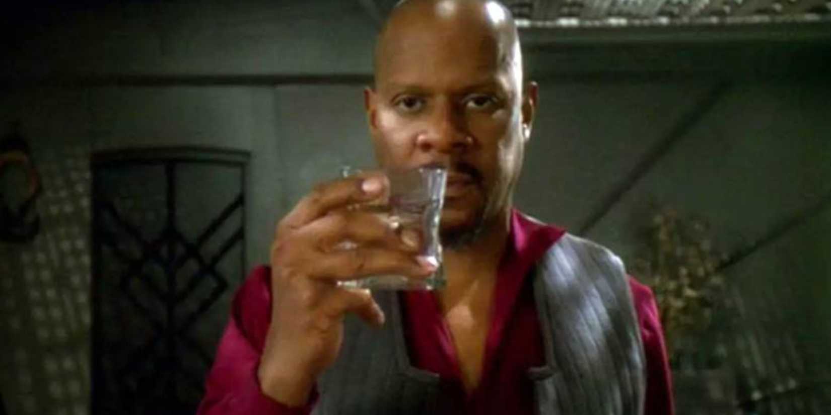 Sisko raising a glass in the DS9 episode In The Pale Moonlight