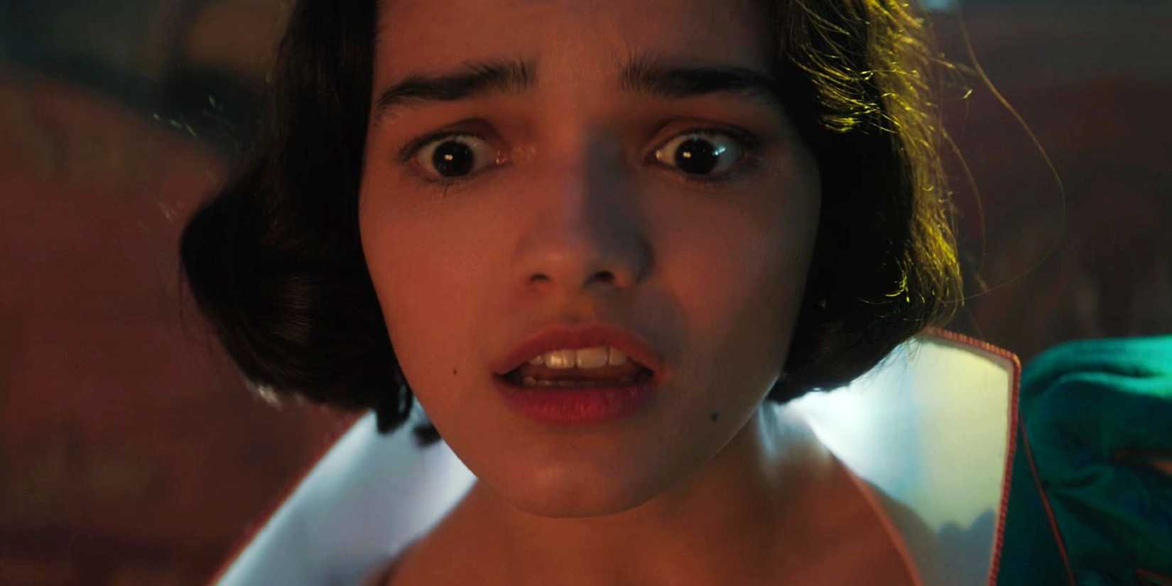 Rachel Zegler looking horrified in Snow White