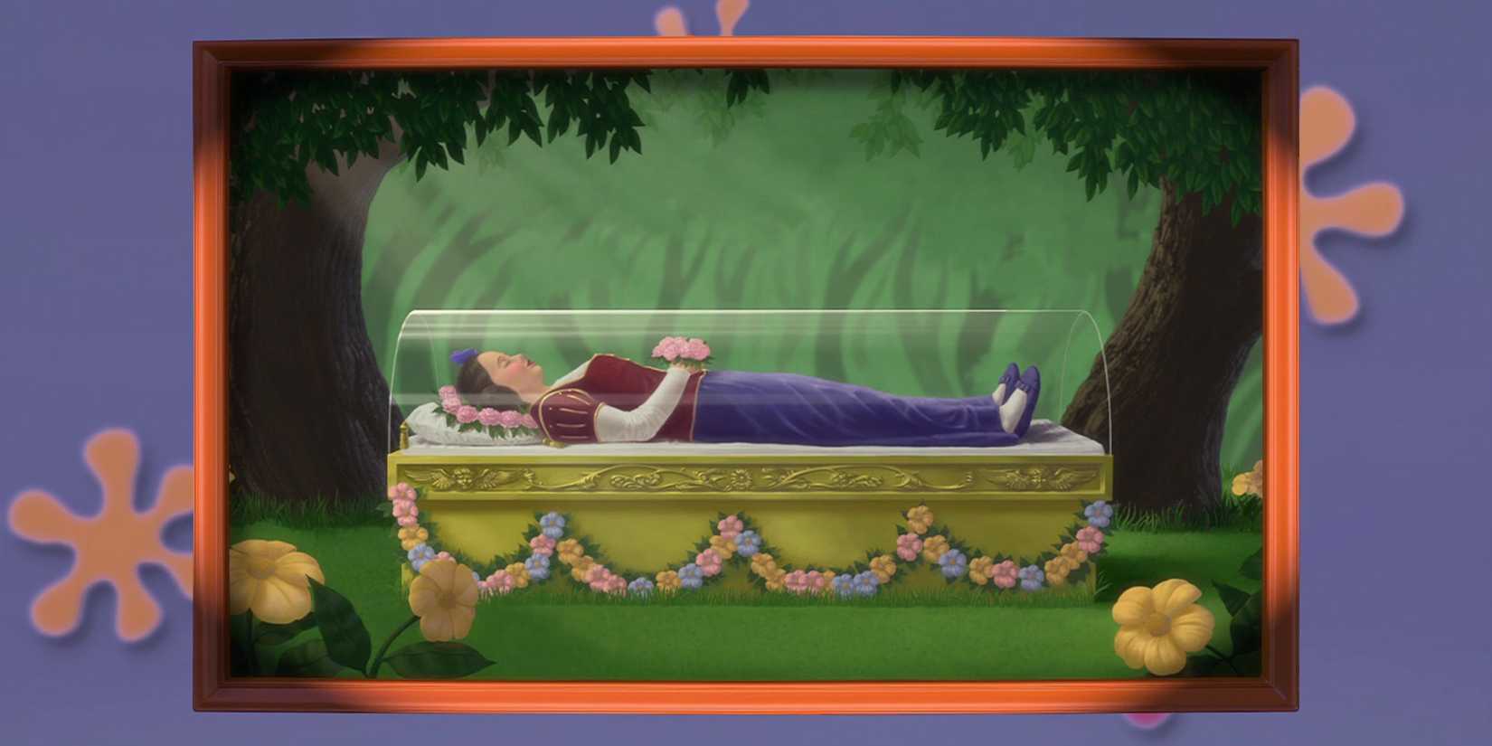Snow White in her glass casket in Shrek
