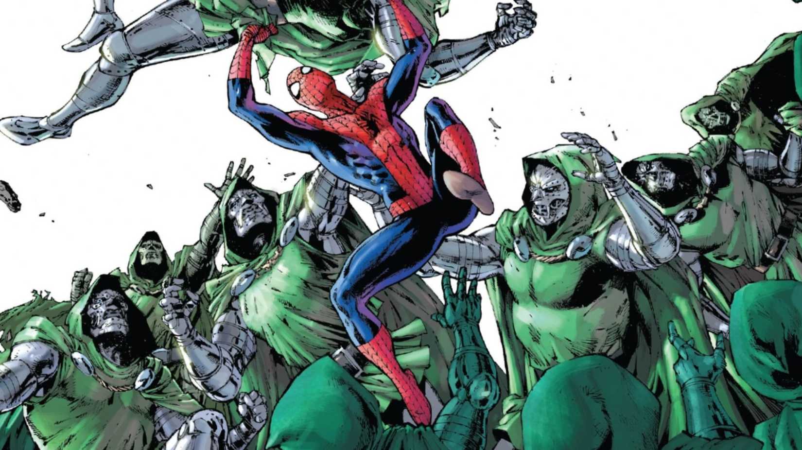 spider-man fighting doctor doom's doombots