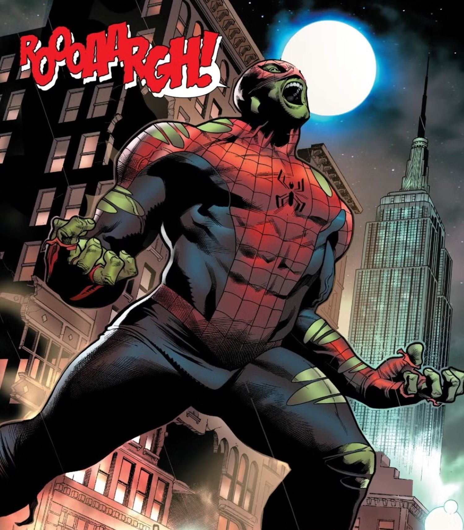 Spider-Hulk contro lo sfondo di New York City