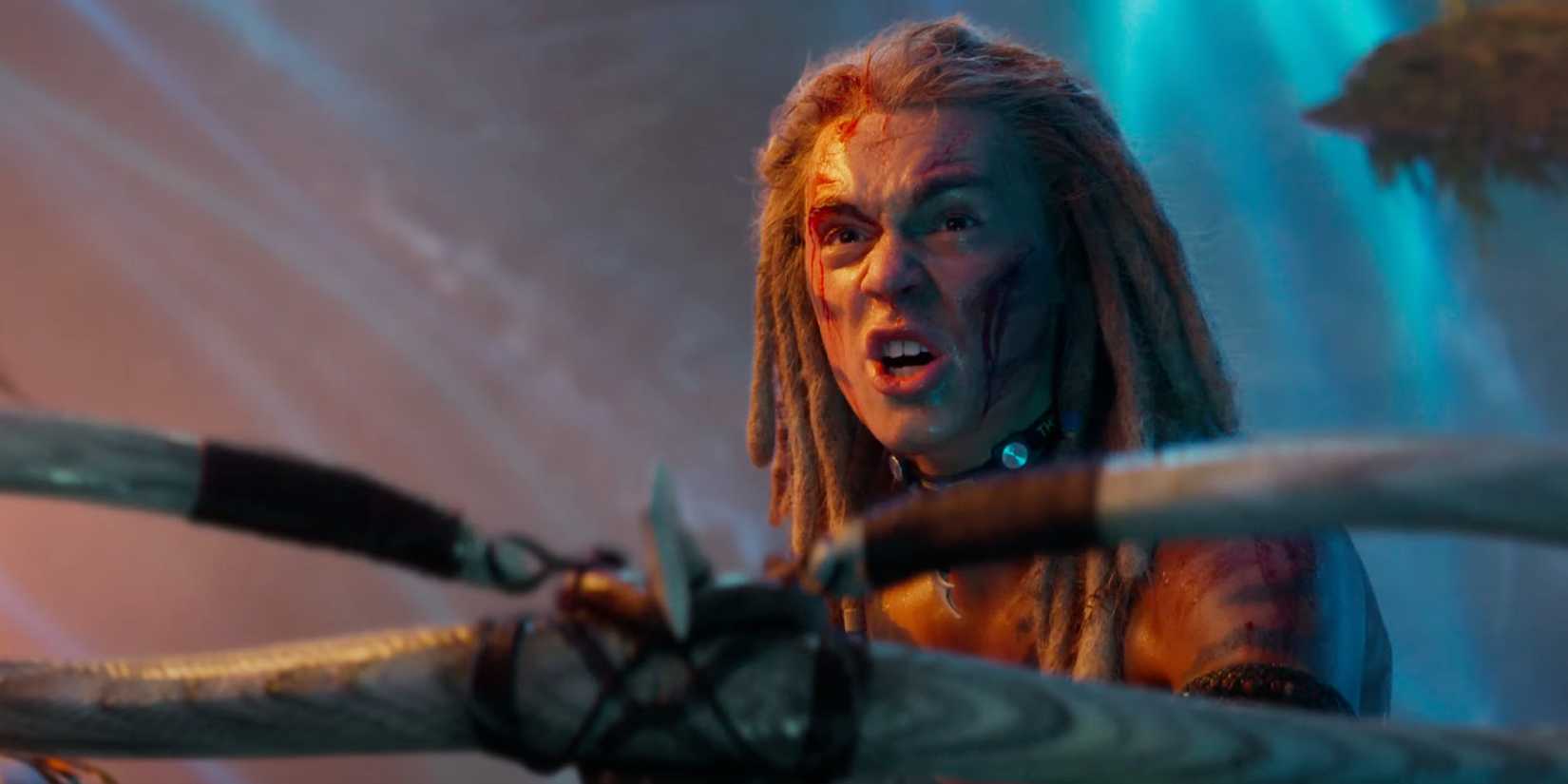 Spider with a weapon in Avatar: Fire and Ash