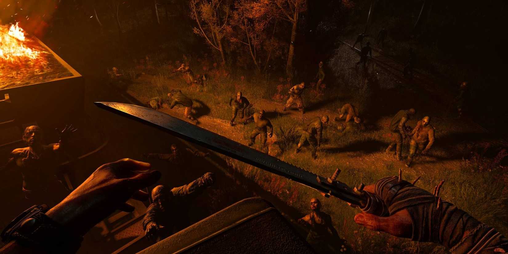 Dying light: The Beast zombies chasing a player at night