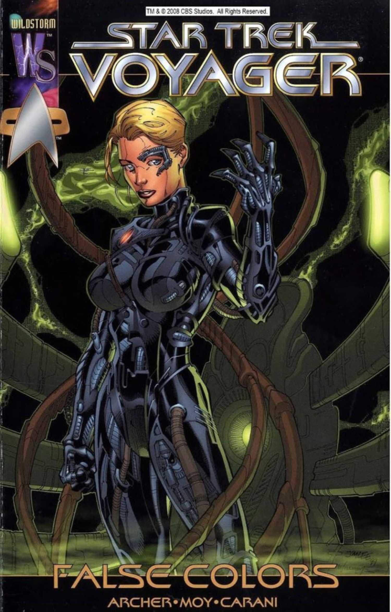 Star Trek Voyager False Colors cover featuring Seven of Nine in partial Borg form