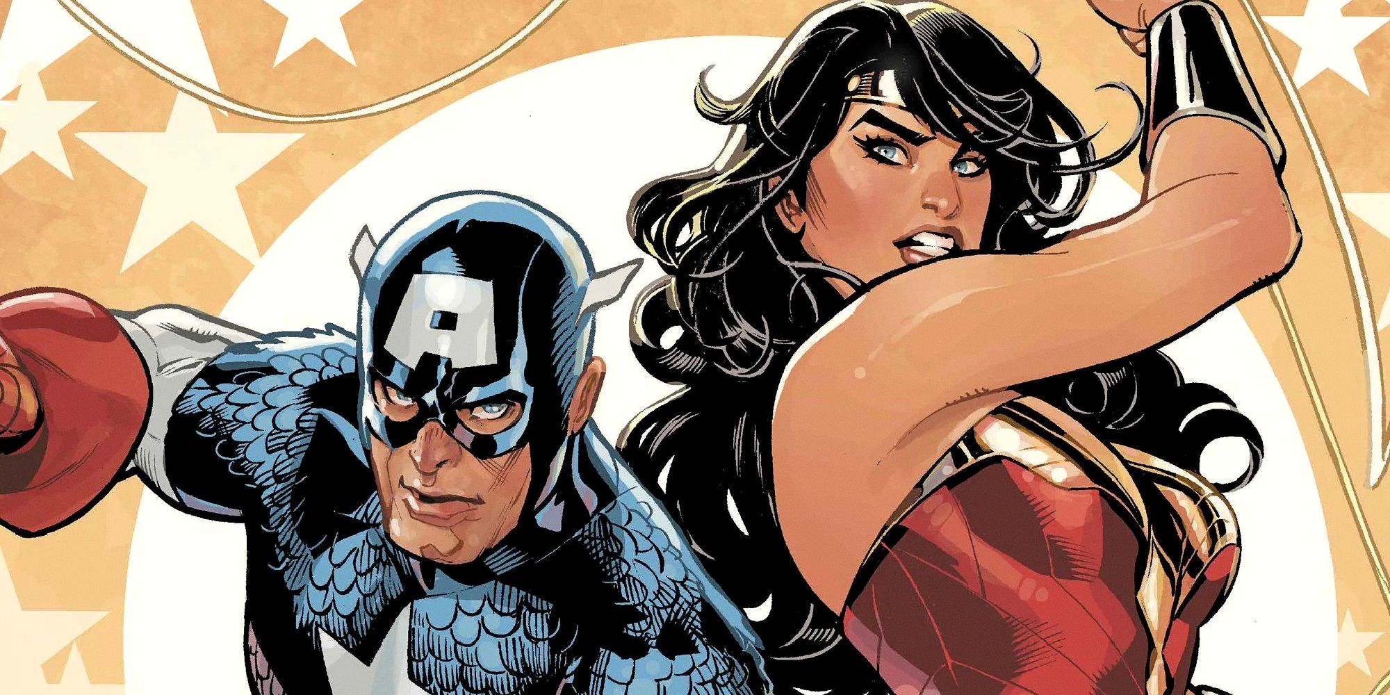 Capitão América e Mulher-Maravilha em capa de quadrinho