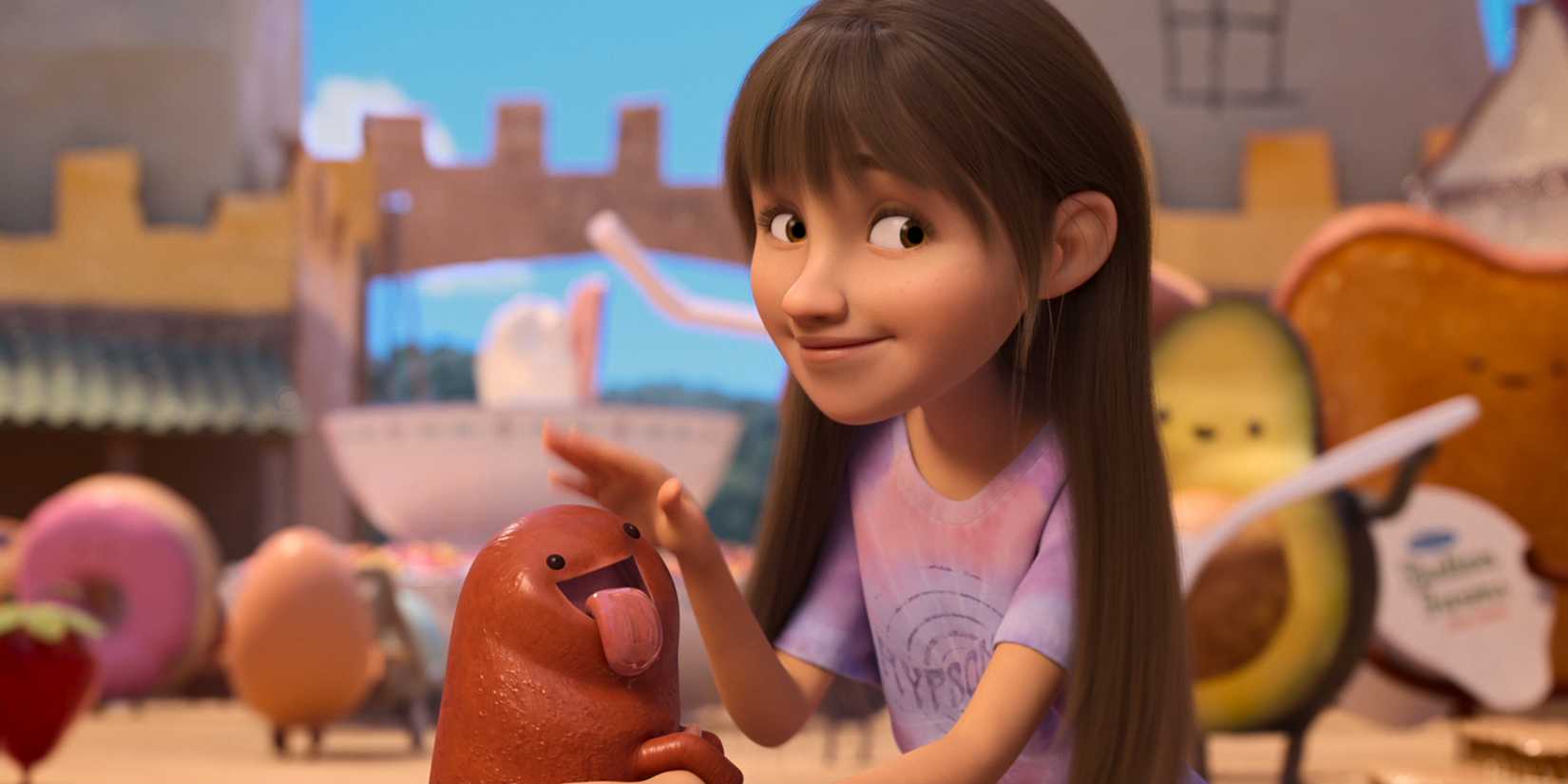 Stevie petting a H๏τ dog from In Your Dreams