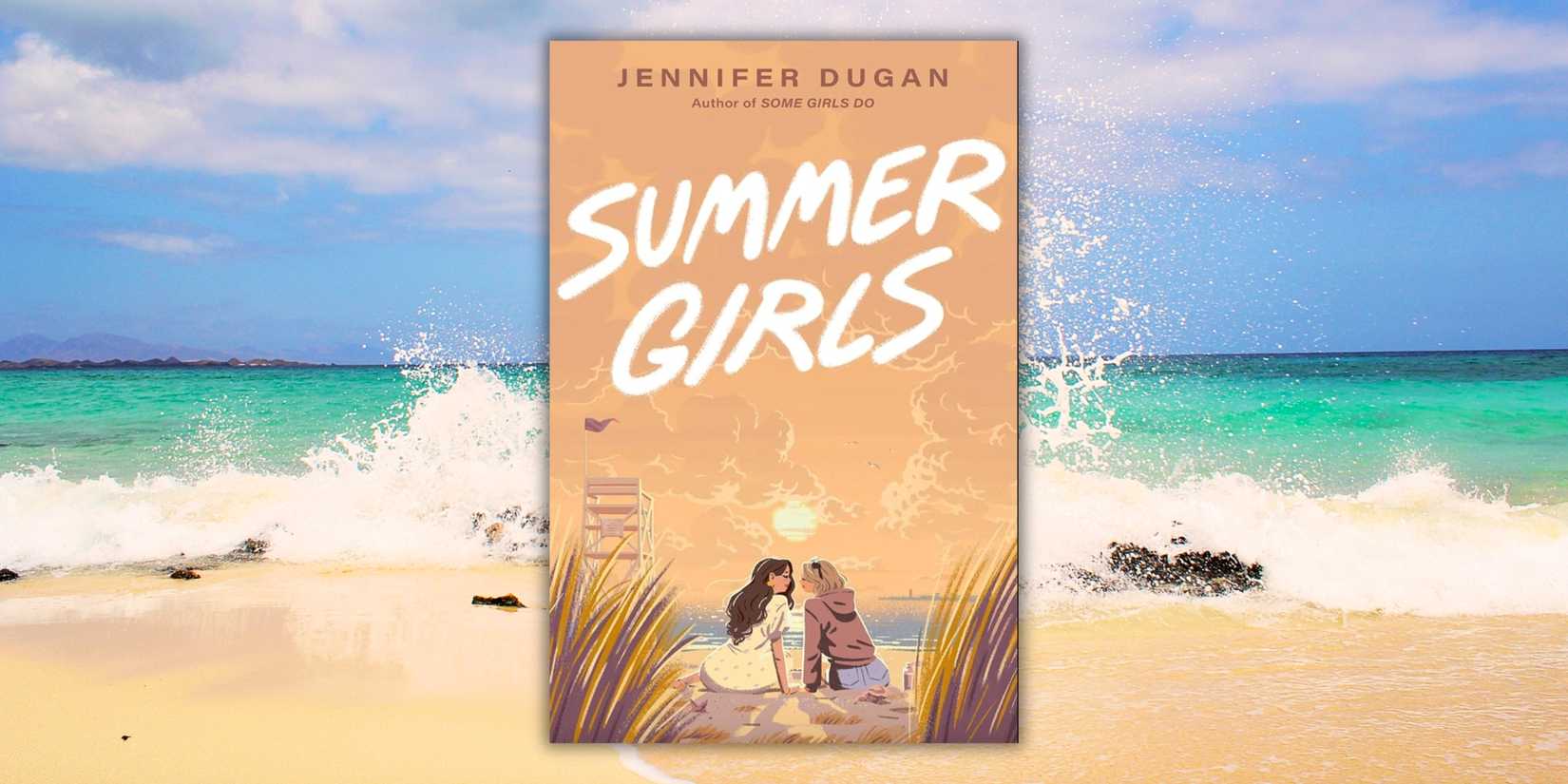 The Summer Girls book cover over waves on the beach