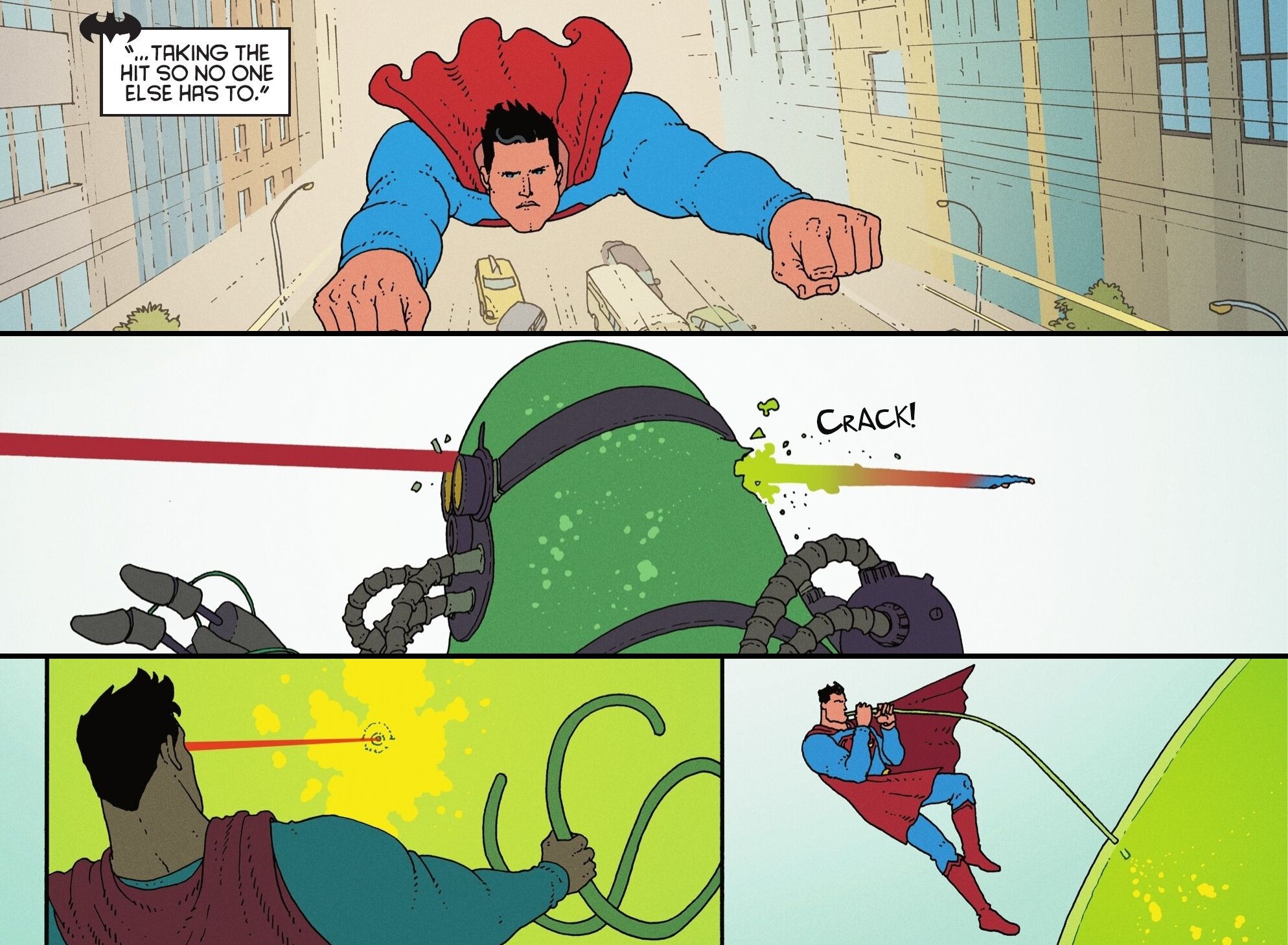 Superman attacca e beve Chemo nel fumetto Kryptonite Spectrum