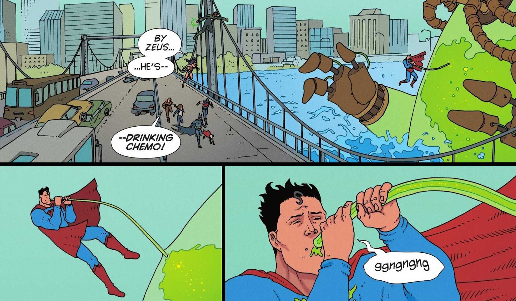 Superman Drinks Chemo in Kryptonite Spectrum #2 Comic