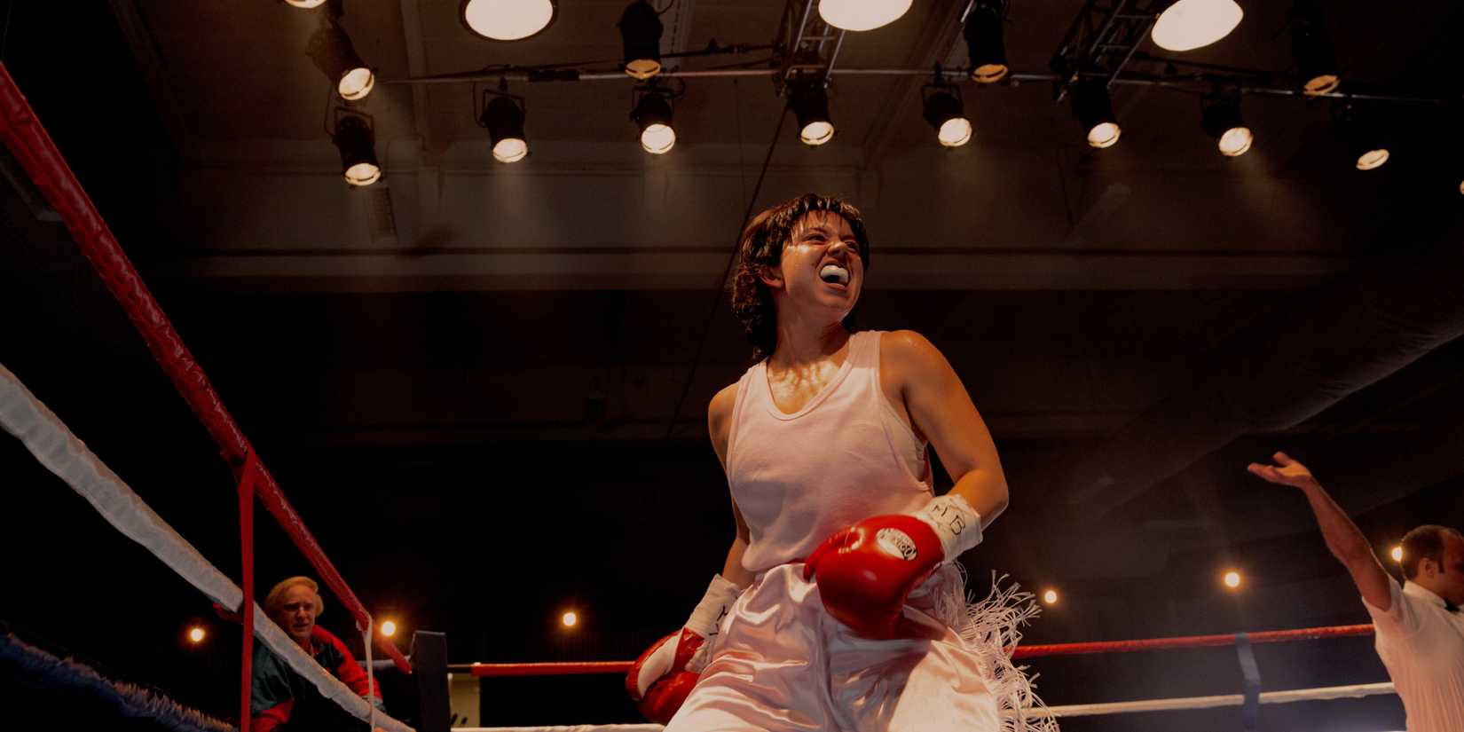 Sydney Sweeney looking victorious in the boxing ring in Christy