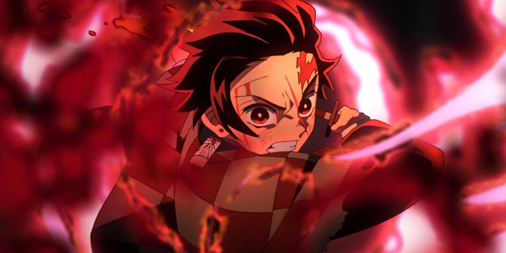 Tanjiro usando Hinokami Kagura em Demon Slayer