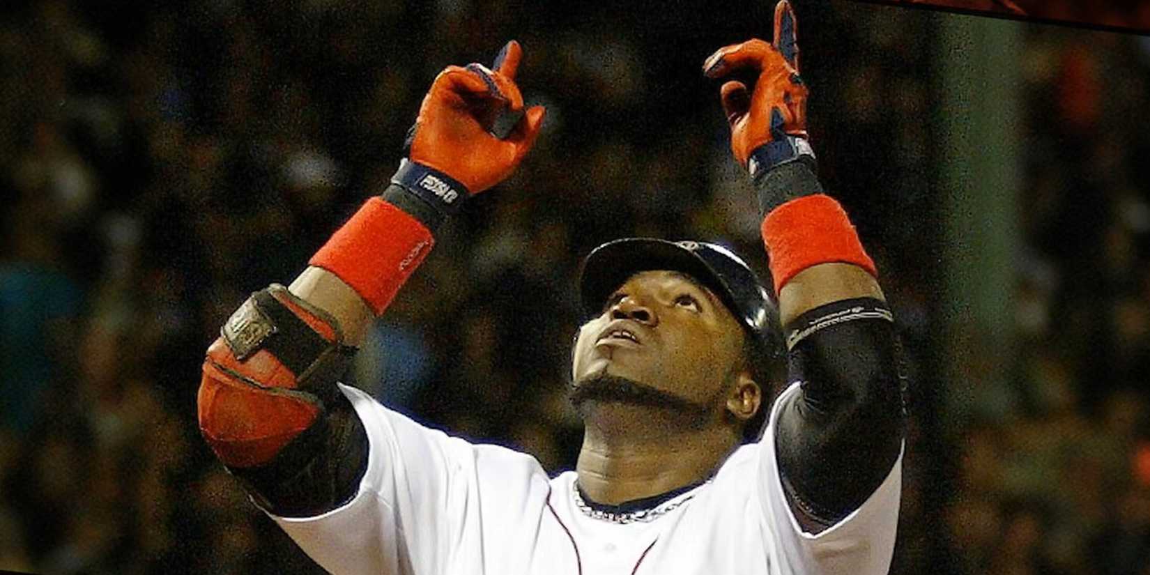 David Ortiz pointing to the sky in The Comeback 2004 Boston Red Sox (2024)