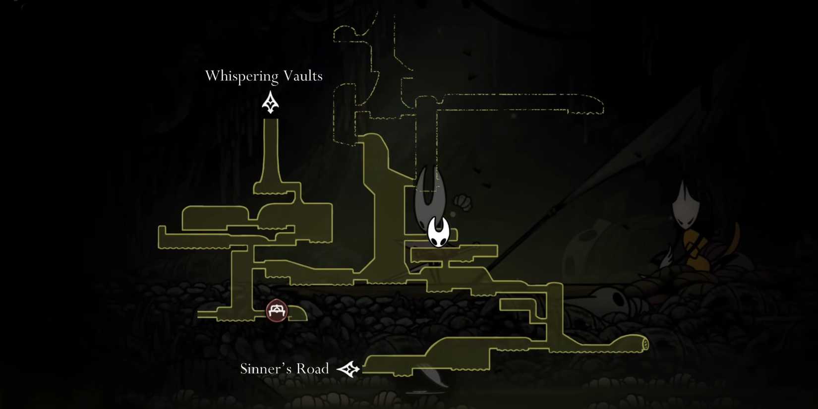 The complete Bilewater map in Hollow Knight Silksong.