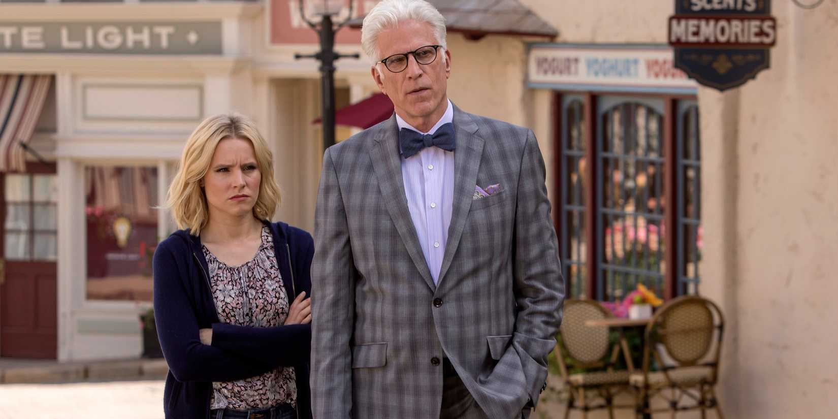 Eleanor (Kristen Bell) e Michael (Ted Danson) em The Good Place