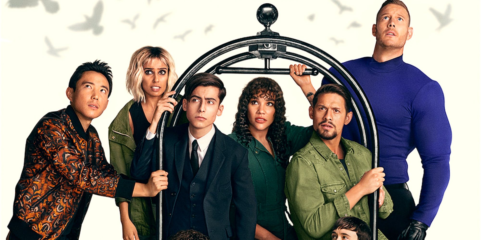 The team poses for The Umbrella Academy season 3 poster