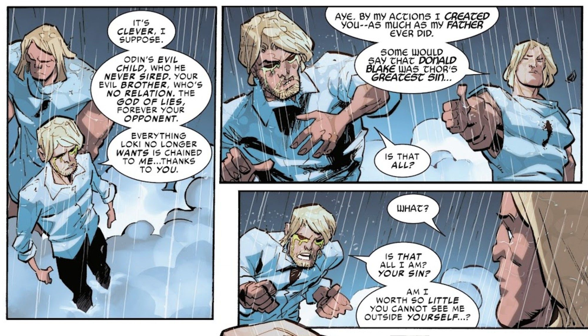 thor e donald blake discutono sull'esistenza del secondo