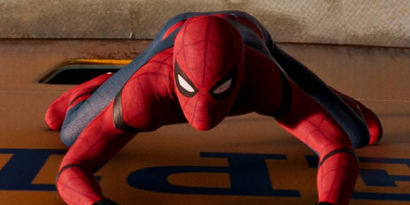 Tom Holland's Peter Parker wallcrawls up a ferry in Spider-Man Homecoming