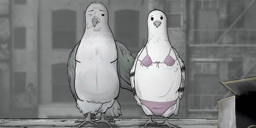 Two pigeons in HBO's Animals