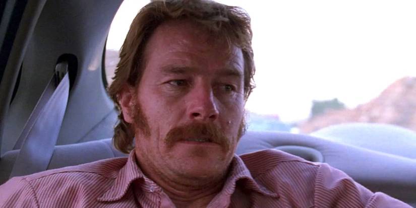 Bryan Cranston riding in a car and looking nervous in The X-Files