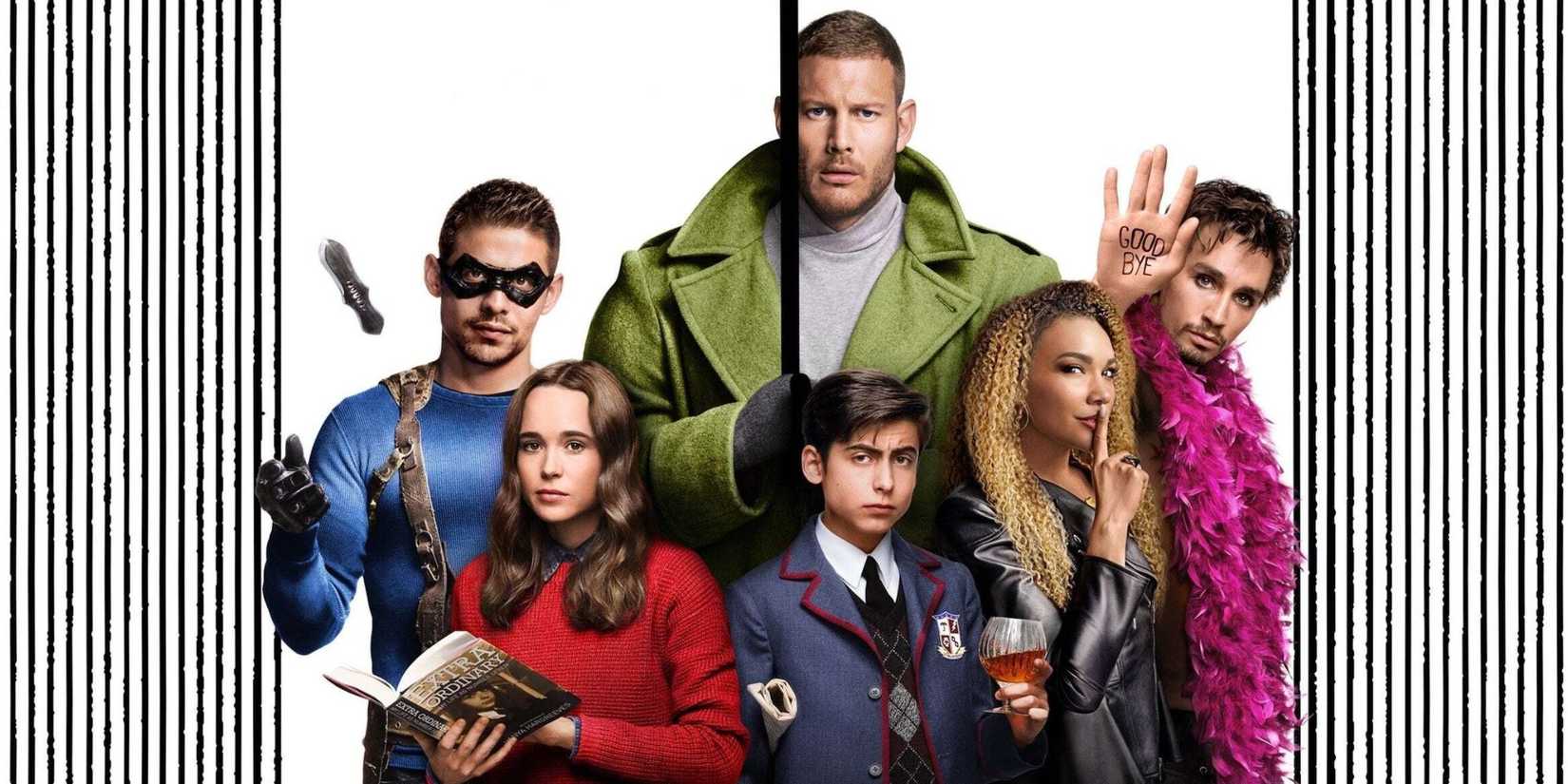 A promo shot of the main Hargreeves children minus Ben