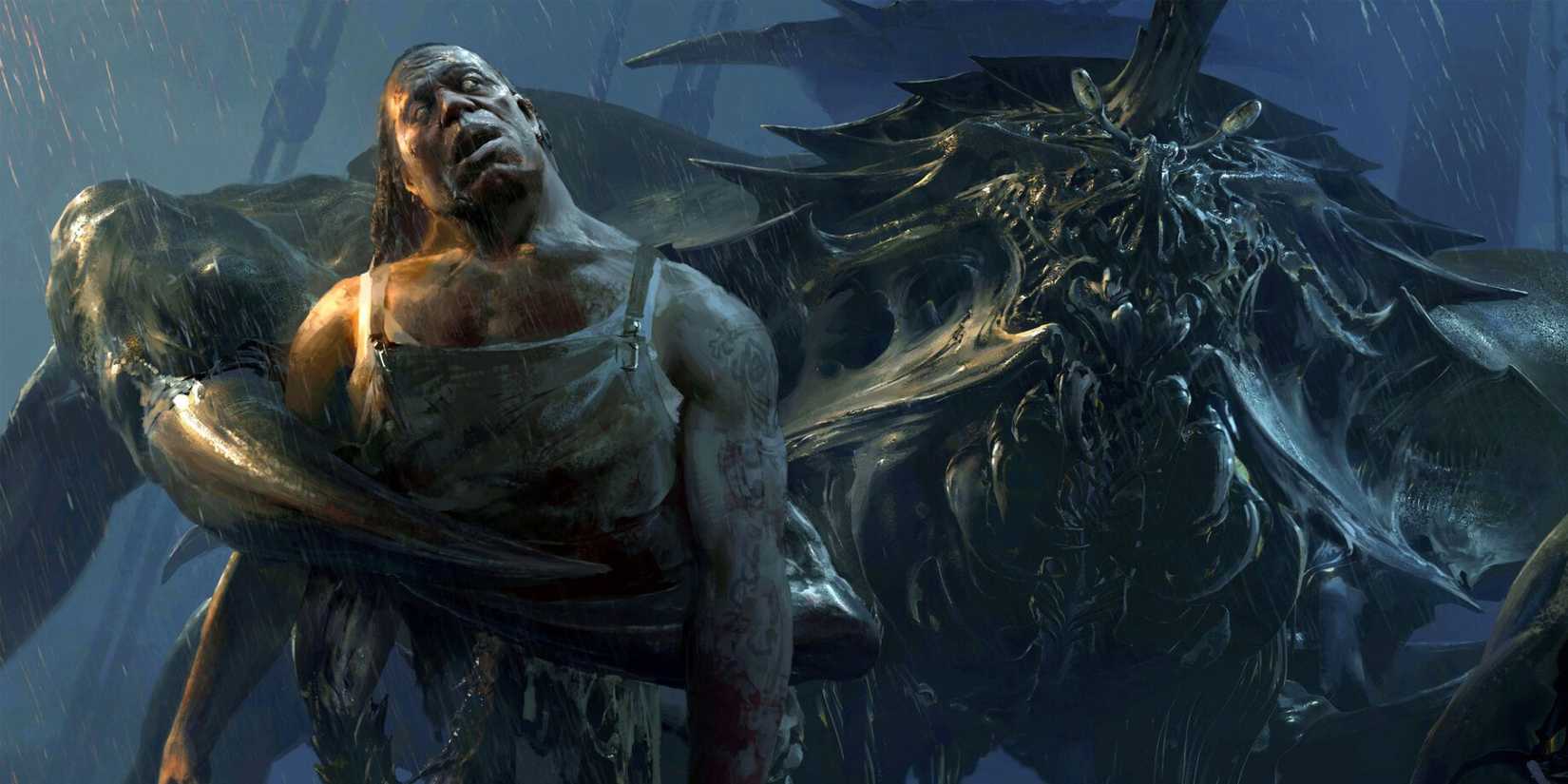 The Thanapod using a dead man as a puppet in Bad Traveling 