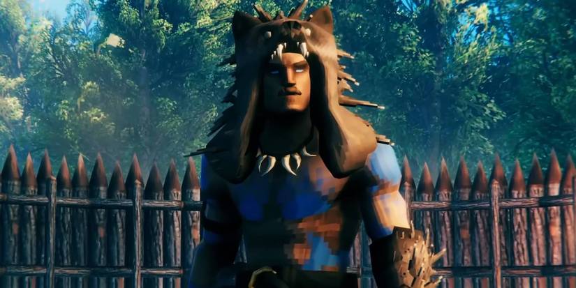 Valheim character from Call To Arms update with Bear skin coat