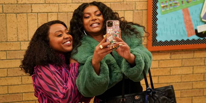 Vanetta e Janine tirando uma selfie em Abbott Elementary