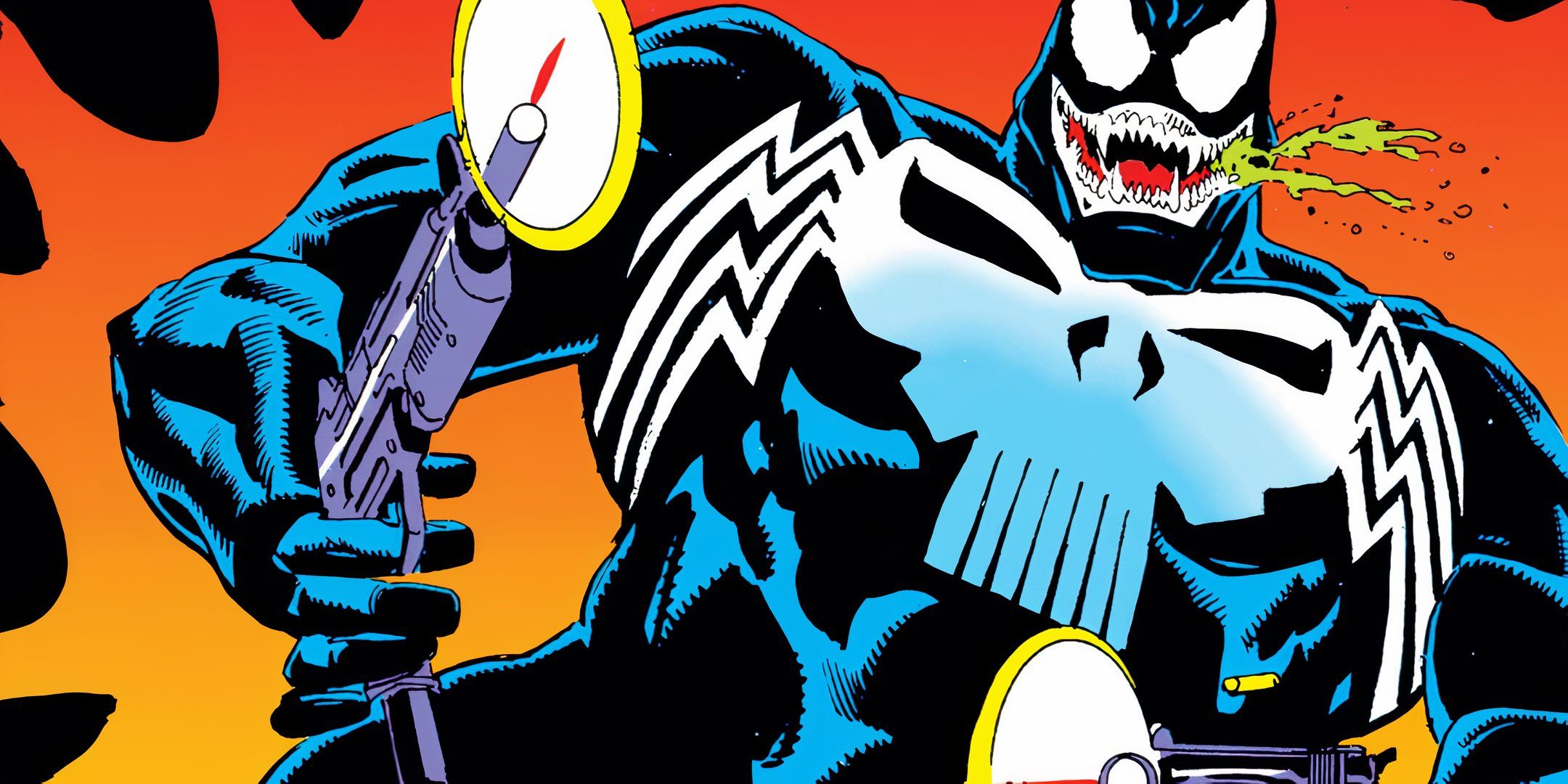 Venom e Punisher legati tra loro mentre combattono