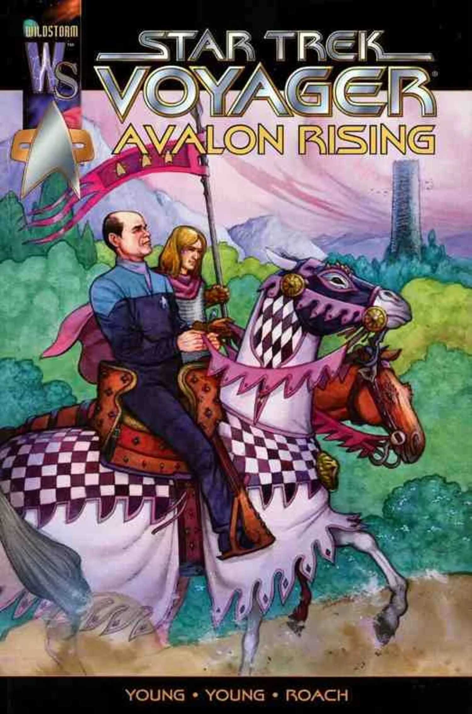 Voyager Avalon Rising comic cover, the Doctor riding a medieval horse