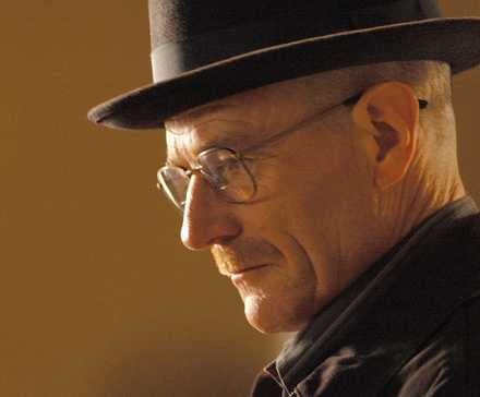 Walter White (Bryan Cranston) as Heisenberg looks sideways in Breaking Bad