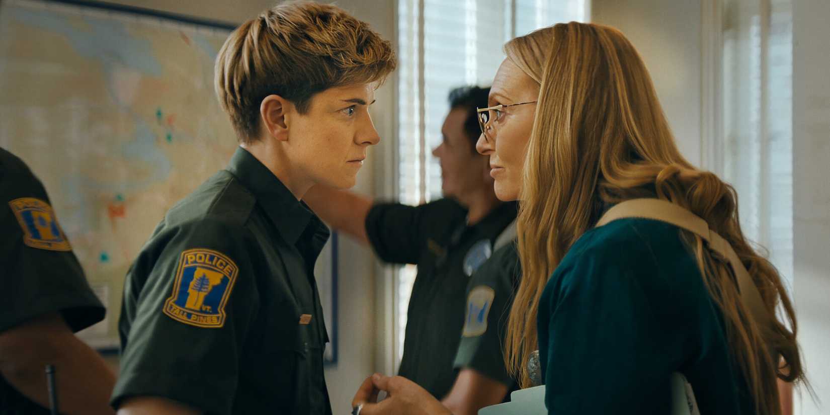 Mae Martin and Toni Collette's characters looking at each other in Wayward