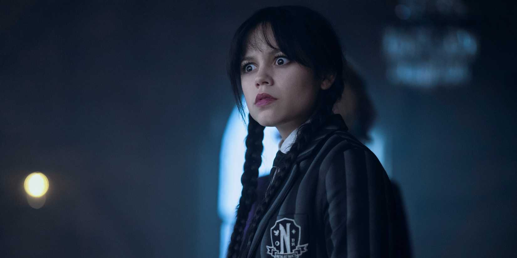 Wednesday looking shocked in Wednesday season 2 part 2