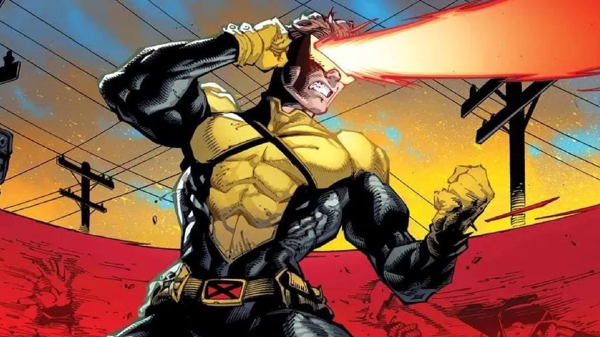 Cyclops mentre scatena i raggi ottici