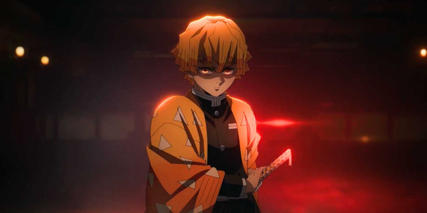 Zenitsu Agatsuma preparing to draw his sword