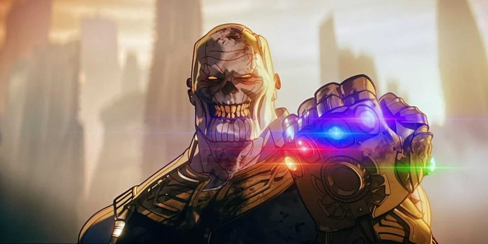Zombie Thanos wielding the Infinity Gauntlet in Marvel Zombies (2025)